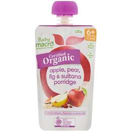Macro Organic 6 Months+ Apple Pear Fig & Sultana Porridge 120g