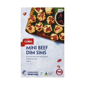 Coles Frozen Mini Beef Dim Sims 15 Pieces