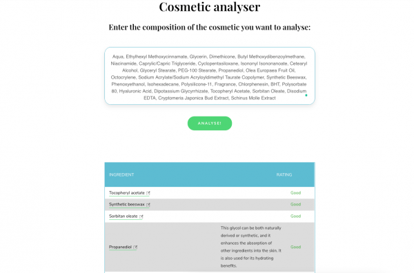 cosmetic analyser
